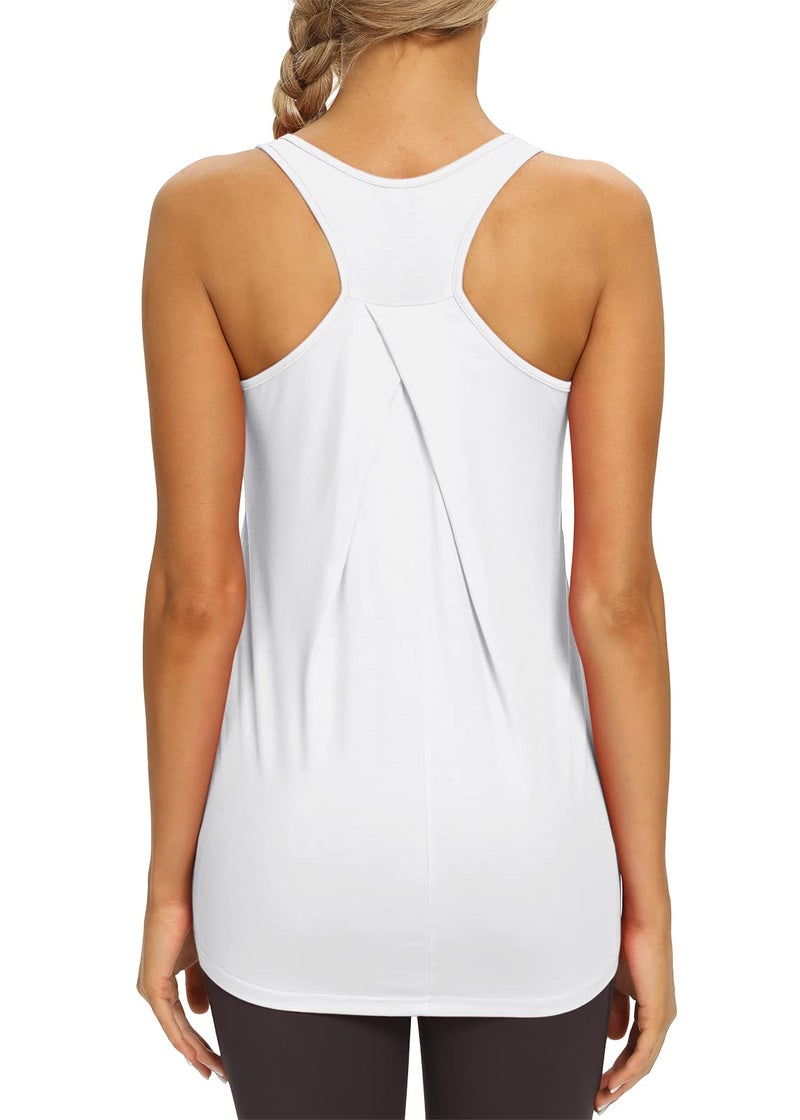 Mippo Workout Tops Yoga Sports Tennis Oversized T Shirts Extra Long Tank Tops Athletic Shirts Tunic Top for Women White XXL - Image 1